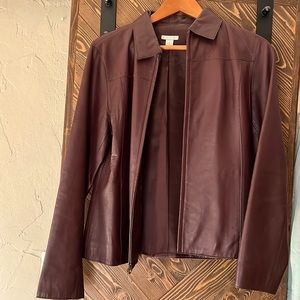 Halogen Wine Leather Jacket